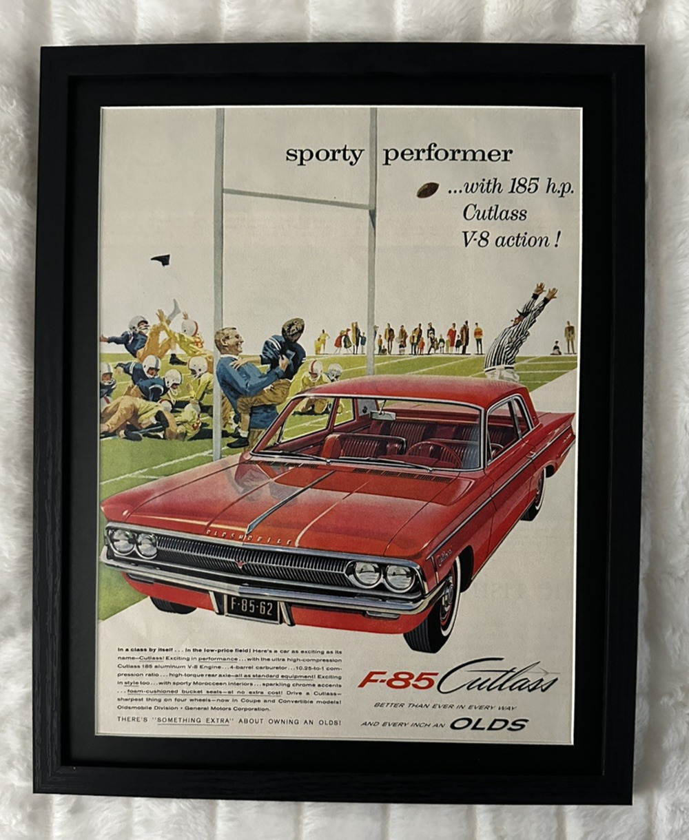 Framed 1962 Oldsmobile F-85 Cutlass Car Advertisement - Sporty performer